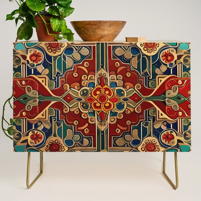 Antique Cute Abstract Flowers Vintage Persian Rug Seamless Pattern  Credenza Gallery Image 1