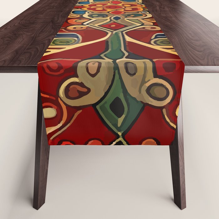 Antique Cute Abstract Flowers Vintage Persian Rug Seamless Pattern  Table Runner Gallery Image 1