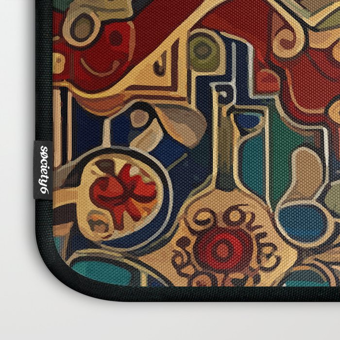 Antique Cute Abstract Flowers Vintage Persian Rug Seamless Pattern  Laptop Sleeve Gallery Image 3