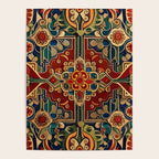 Antique Cute Abstract Flowers Vintage Persian Rug Seamless Pattern  Poster Gallery Image 4