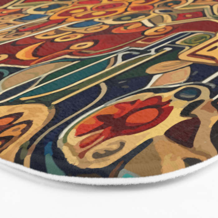 Antique Cute Abstract Flowers Vintage Persian Rug Seamless Pattern  Bath Mat Gallery Image 3