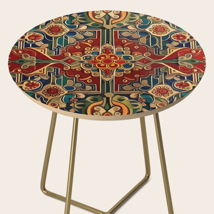 Antique Cute Abstract Flowers Vintage Persian Rug Seamless Pattern  Side Table Gallery Image 2