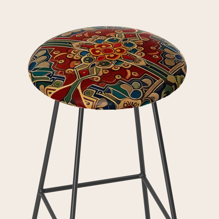 Antique Cute Abstract Flowers Vintage Persian Rug Seamless Pattern  Stool Gallery Image 2