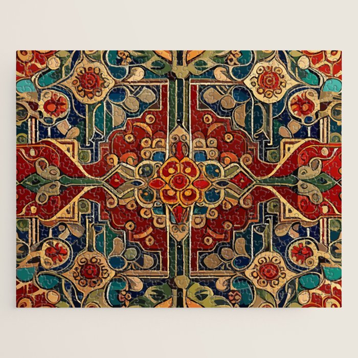 Antique Cute Abstract Flowers Vintage Persian Rug Seamless Pattern  Jigsaw Puzzle Gallery Image 1