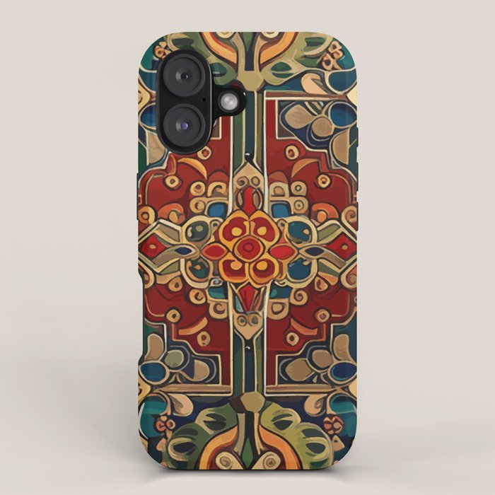 Antique Cute Abstract Flowers Vintage Persian Rug Seamless Pattern  iPhone Case Gallery Image 1