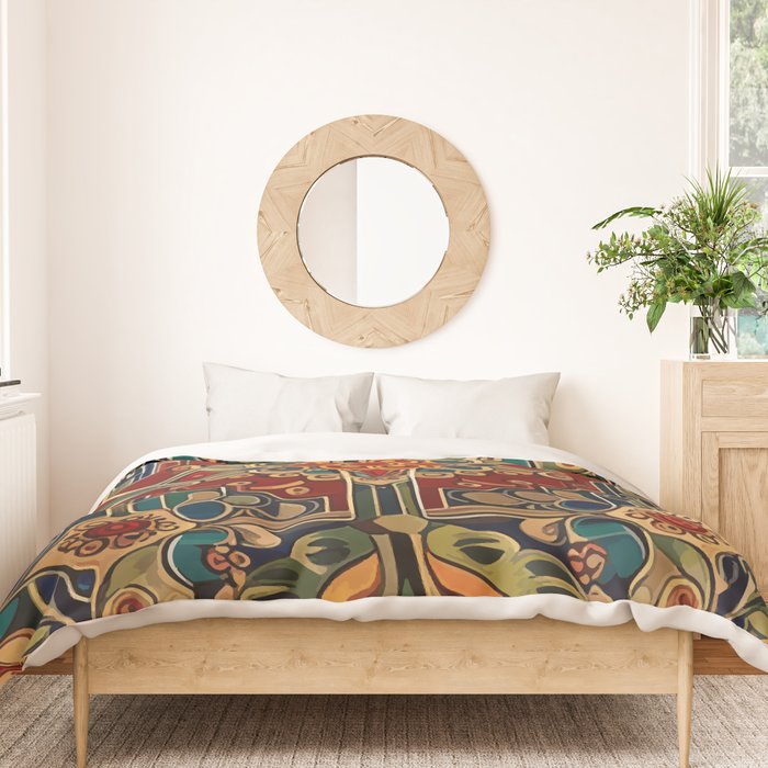 Antique Cute Abstract Flowers Vintage Persian Rug Seamless Pattern  Duvet Cover Gallery Image 3