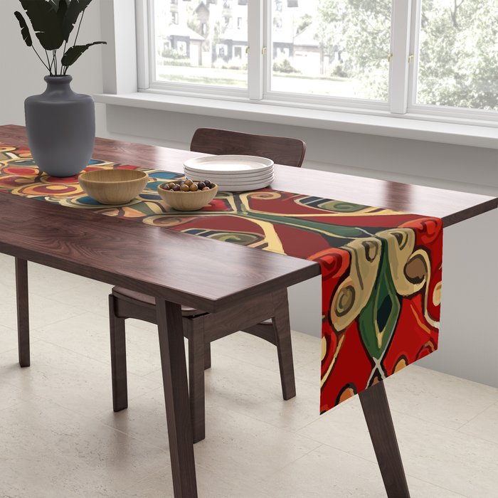 Antique Cute Abstract Flowers Vintage Persian Rug Seamless Pattern  Table Runner Gallery Image 2