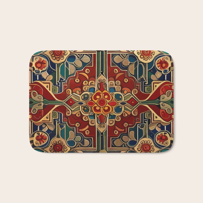 Antique Cute Abstract Flowers Vintage Persian Rug Seamless Pattern  Bath Mat Gallery Image 1