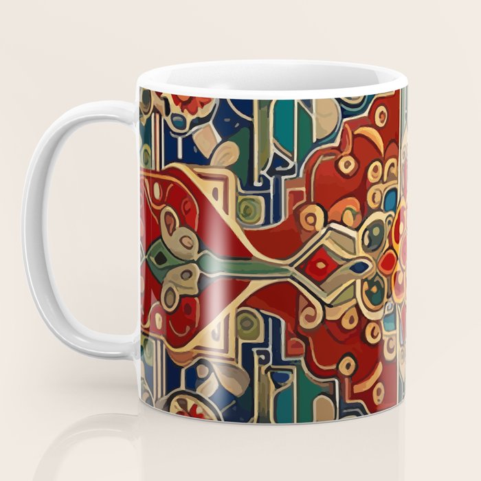 Antique Cute Abstract Flowers Vintage Persian Rug Seamless Pattern  Coffee Mug Gallery Image 3