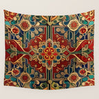 Antique Cute Abstract Flowers Vintage Persian Rug Seamless Pattern  Wall Tapestry Gallery Image 4