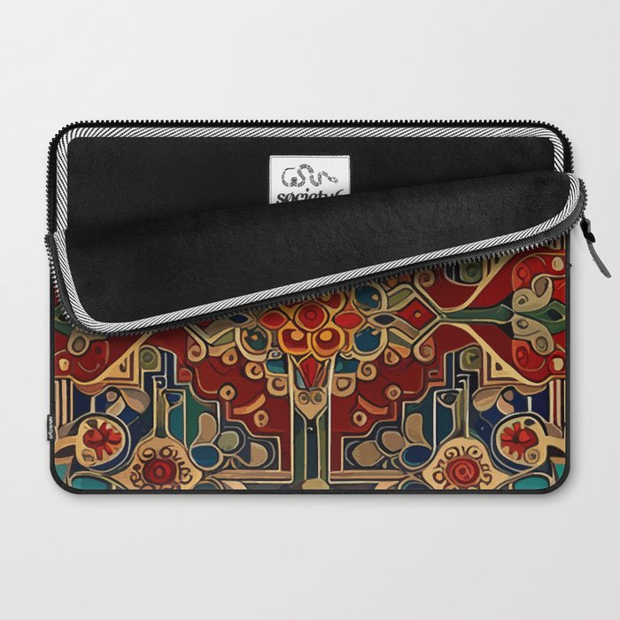 Antique Cute Abstract Flowers Vintage Persian Rug Seamless Pattern  Laptop Sleeve Gallery Image 2