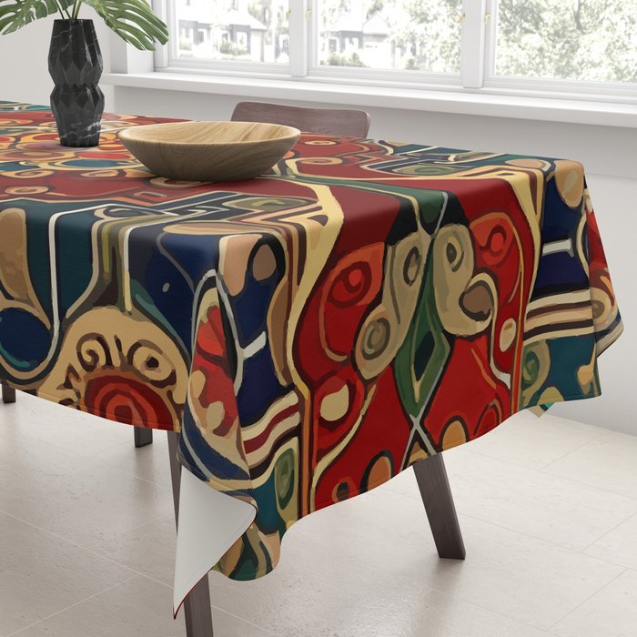 Antique Cute Abstract Flowers Vintage Persian Rug Seamless Pattern  Tablecloth Gallery Image 3
