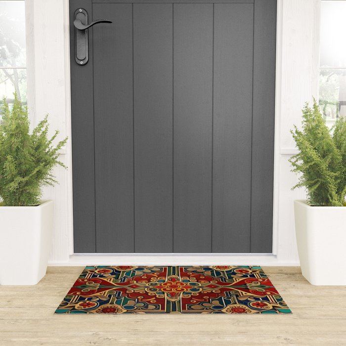 Antique Cute Abstract Flowers Vintage Persian Rug Seamless Pattern  Welcome Mat Gallery Image 3