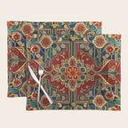 Antique Cute Abstract Flowers Vintage Persian Rug Seamless Pattern  Placemat Gallery Image 1