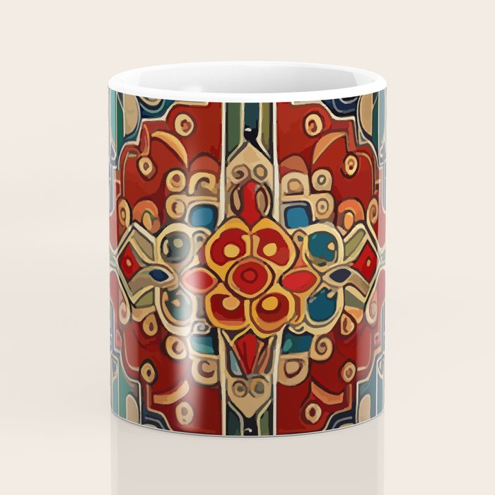 Antique Cute Abstract Flowers Vintage Persian Rug Seamless Pattern  Coffee Mug Gallery Image 4
