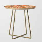 Mid Century Modern Concordance Retro Geometric Pattern in 70s Brown and Orange Side Table Gallery Image 1