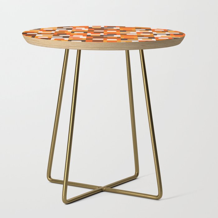 Mid Century Modern Concordance Retro Geometric Pattern in 70s Brown and Orange Side Table Gallery Image 1