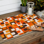 Mid Century Modern Concordance Retro Geometric Pattern in 70s Brown and Orange Outdoor Rug Gallery Image 2