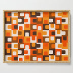 Mid Century Modern Concordance Retro Geometric Pattern in 70s Brown and Orange Serving Tray Gallery Image 1