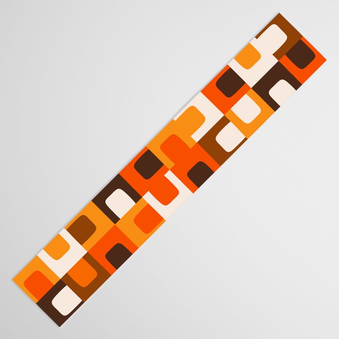 Mid Century Modern Concordance Retro Geometric Pattern in 70s Brown and Orange Table Runner Gallery Image 3