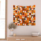 Mid Century Modern Concordance Retro Geometric Pattern in 70s Brown and Orange Wall Tapestry Gallery Image 2