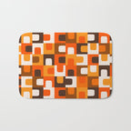 Mid Century Modern Concordance Retro Geometric Pattern in 70s Brown and Orange Bath Mat Gallery Image 1