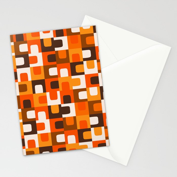 Mid Century Modern Concordance Retro Geometric Pattern in 70s Brown and Orange Stationery Card Gallery Image 2