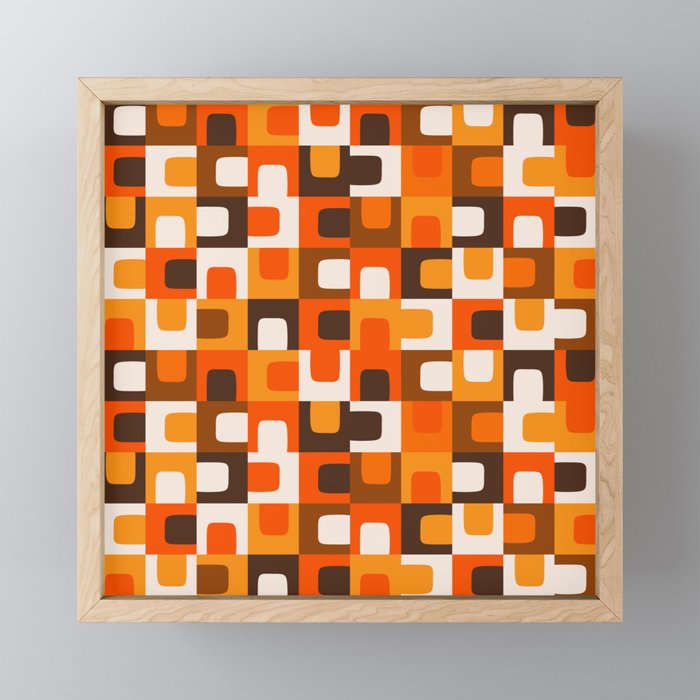 Mid Century Modern Concordance Retro Geometric Pattern in 70s Brown and Orange Mini Art Print Gallery Image 1