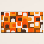 Mid Century Modern Concordance Retro Geometric Pattern in 70s Brown and Orange Desk Mat Gallery Image 3
