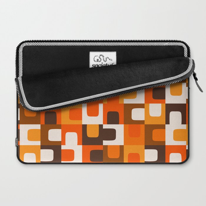 Mid Century Modern Concordance Retro Geometric Pattern in 70s Brown and Orange Laptop Sleeve Gallery Image 2