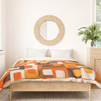 Mid Century Modern Concordance Retro Geometric Pattern in 70s Brown and Orange Duvet Cover Gallery Image 3