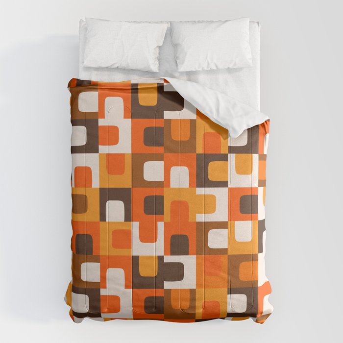 Mid Century Modern Concordance Retro Geometric Pattern in 70s Brown and Orange Comforter Gallery Image 6