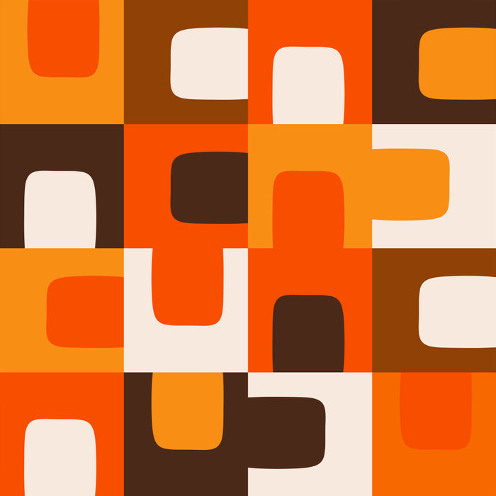 Mid Century Modern Concordance Retro Geometric Pattern in 70s Brown and Orange Coffee Mug Gallery Image 2