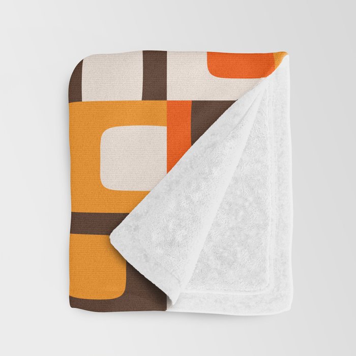 Mid Century Modern Concordance Retro Geometric Pattern in 70s Brown and Orange Throw Blanket Gallery Image 3