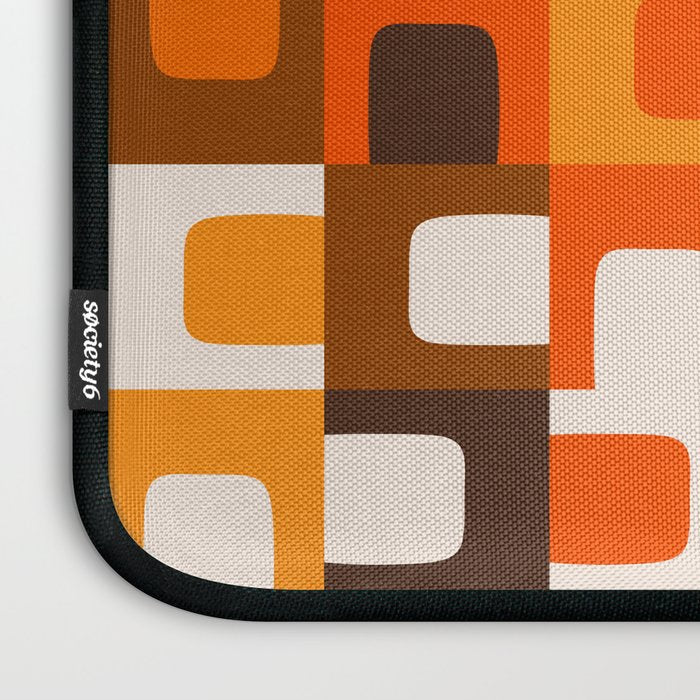 Mid Century Modern Concordance Retro Geometric Pattern in 70s Brown and Orange Laptop Sleeve Gallery Image 3