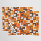 Mid Century Modern Concordance Retro Geometric Pattern in 70s Brown and Orange Placemat Gallery Image 1