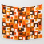 Mid Century Modern Concordance Retro Geometric Pattern in 70s Brown and Orange Wall Tapestry Gallery Image 4
