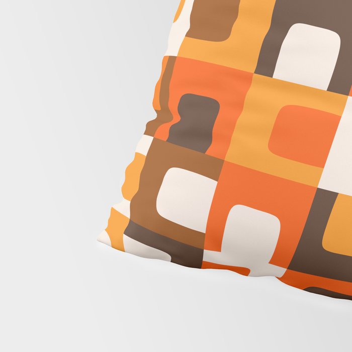 Mid Century Modern Concordance Retro Geometric Pattern in 70s Brown and Orange Pillow Sham Gallery Image 4