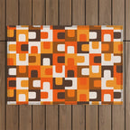 Mid Century Modern Concordance Retro Geometric Pattern in 70s Brown and Orange Outdoor Rug Gallery Image 1