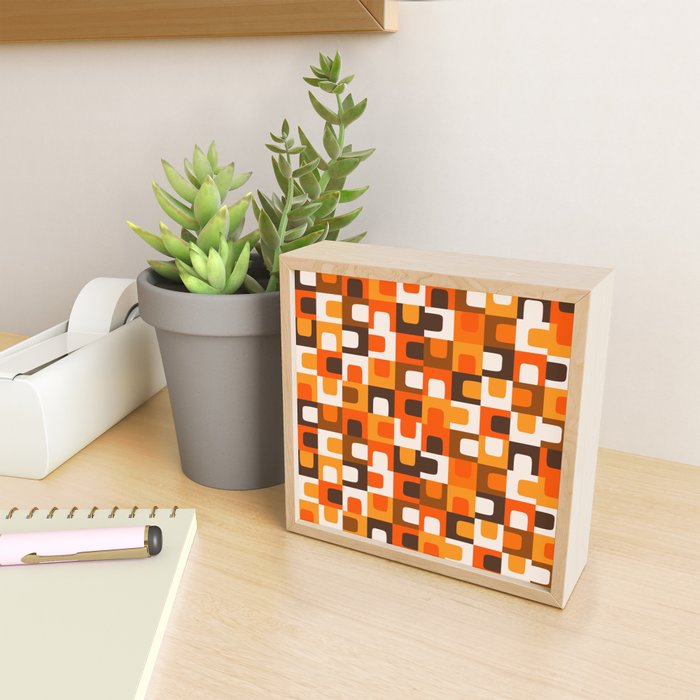 Mid Century Modern Concordance Retro Geometric Pattern in 70s Brown and Orange Mini Art Print Gallery Image 2
