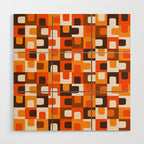Mid Century Modern Concordance Retro Geometric Pattern in 70s Brown and Orange Wood Wall Art Gallery Image 1