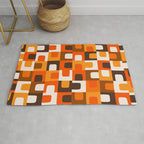 Mid Century Modern Concordance Retro Geometric Pattern in 70s Brown and Orange Rug Gallery Image 1