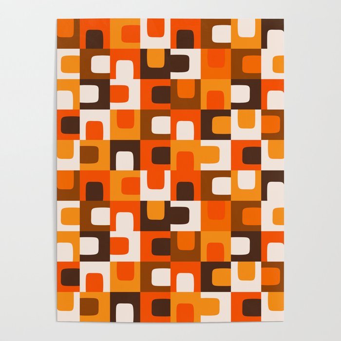Mid Century Modern Concordance Retro Geometric Pattern in 70s Brown and Orange Poster Gallery Image 4