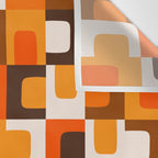 Mid Century Modern Concordance Retro Geometric Pattern in 70s Brown and Orange Wall Tapestry Gallery Image 3