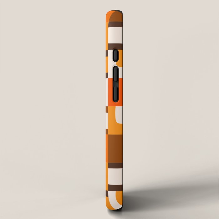 Mid Century Modern Concordance Retro Geometric Pattern in 70s Brown and Orange iPhone Case Gallery Image 2