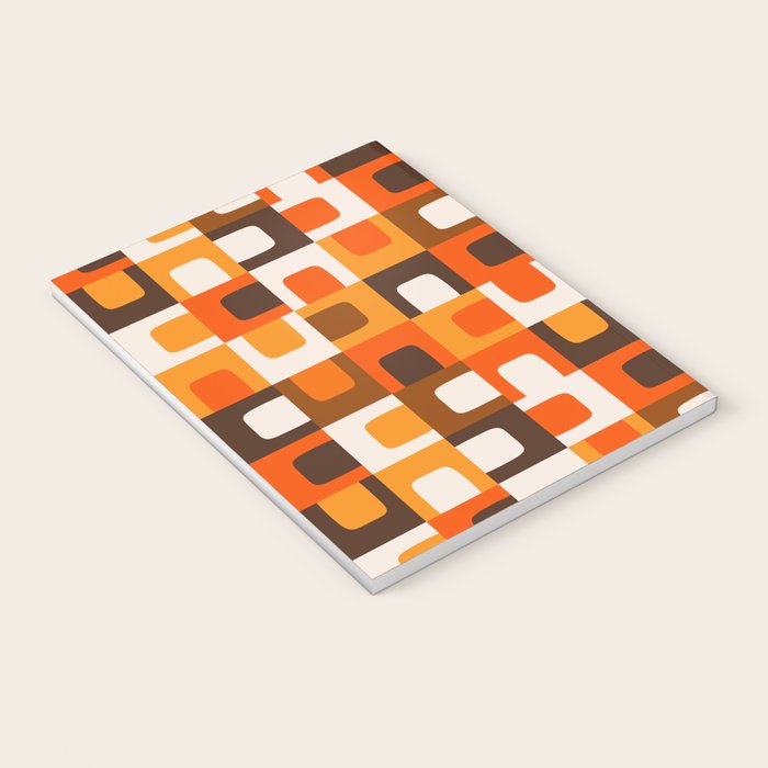 Mid Century Modern Concordance Retro Geometric Pattern in 70s Brown and Orange Notebook Gallery Image 3