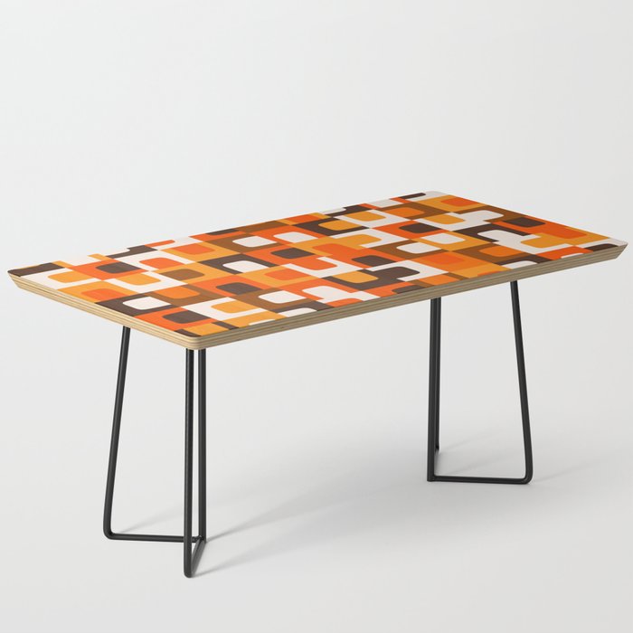 Mid Century Modern Concordance Retro Geometric Pattern in 70s Brown and Orange Coffee Table Gallery Image 1