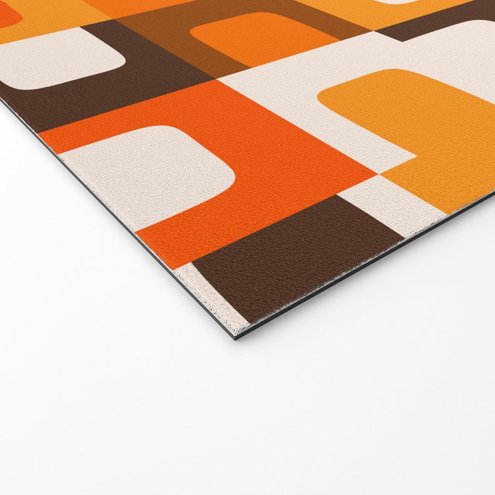 Mid Century Modern Concordance Retro Geometric Pattern in 70s Brown and Orange Welcome Mat Gallery Image 2