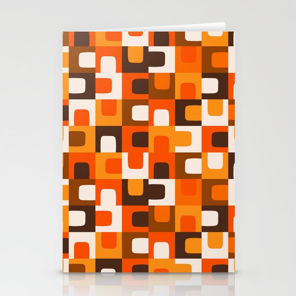 Mid Century Modern Concordance Retro Geometric Pattern in 70s Brown and Orange Stationery Card Gallery Image 2