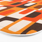 Mid Century Modern Concordance Retro Geometric Pattern in 70s Brown and Orange Bath Mat Gallery Image 3